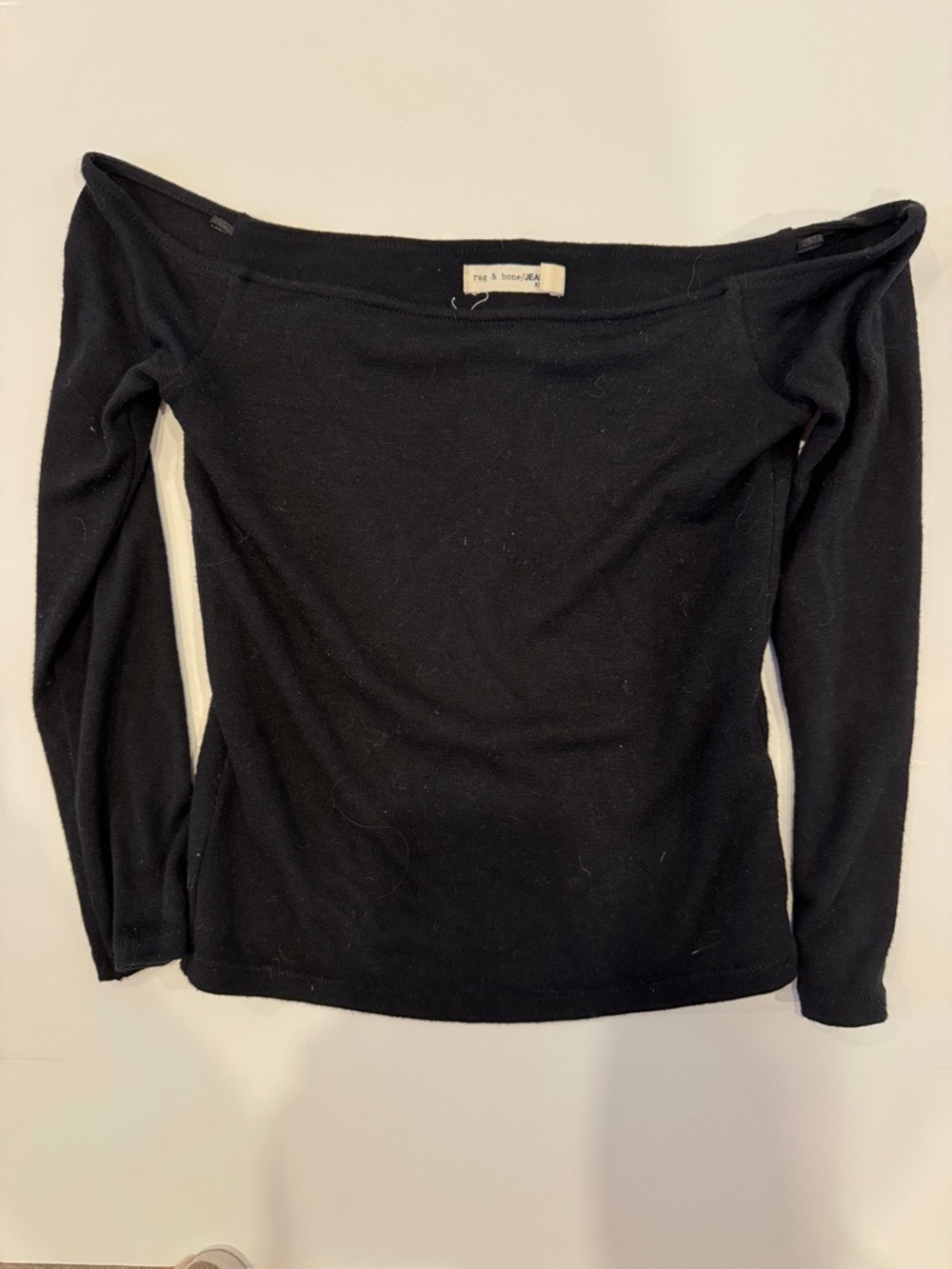 RAG & BONE Black OFF THE SHOULDER CLASSIC 3/4 SLEEVE